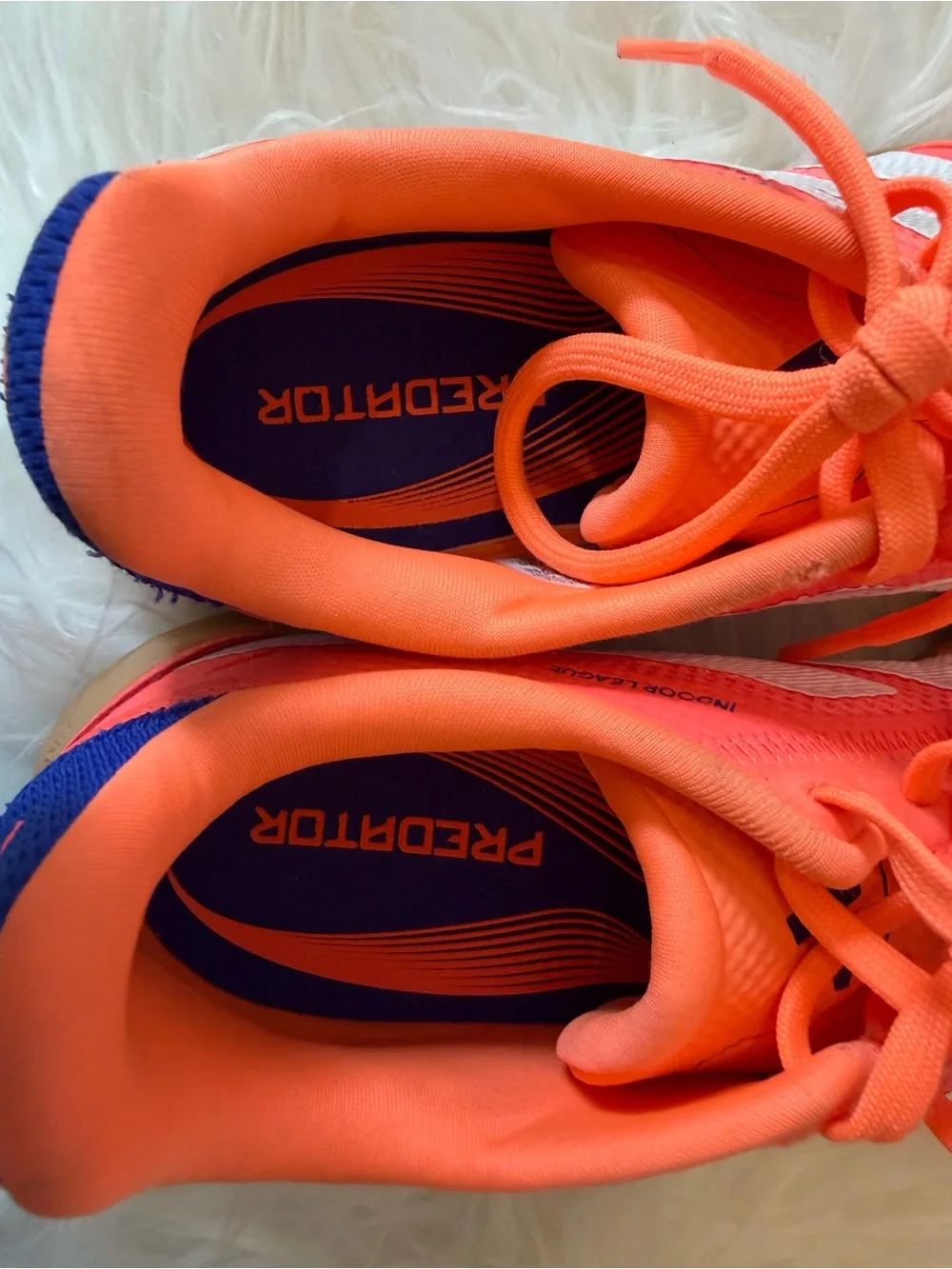 Adidas Kids Neon Orange Indoor Soccer Shoes with Gum Outsole